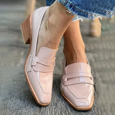 Eden | Shiny Loafers with Wide Heel