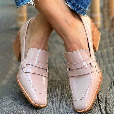 Eden | Shiny Loafers with Wide Heel