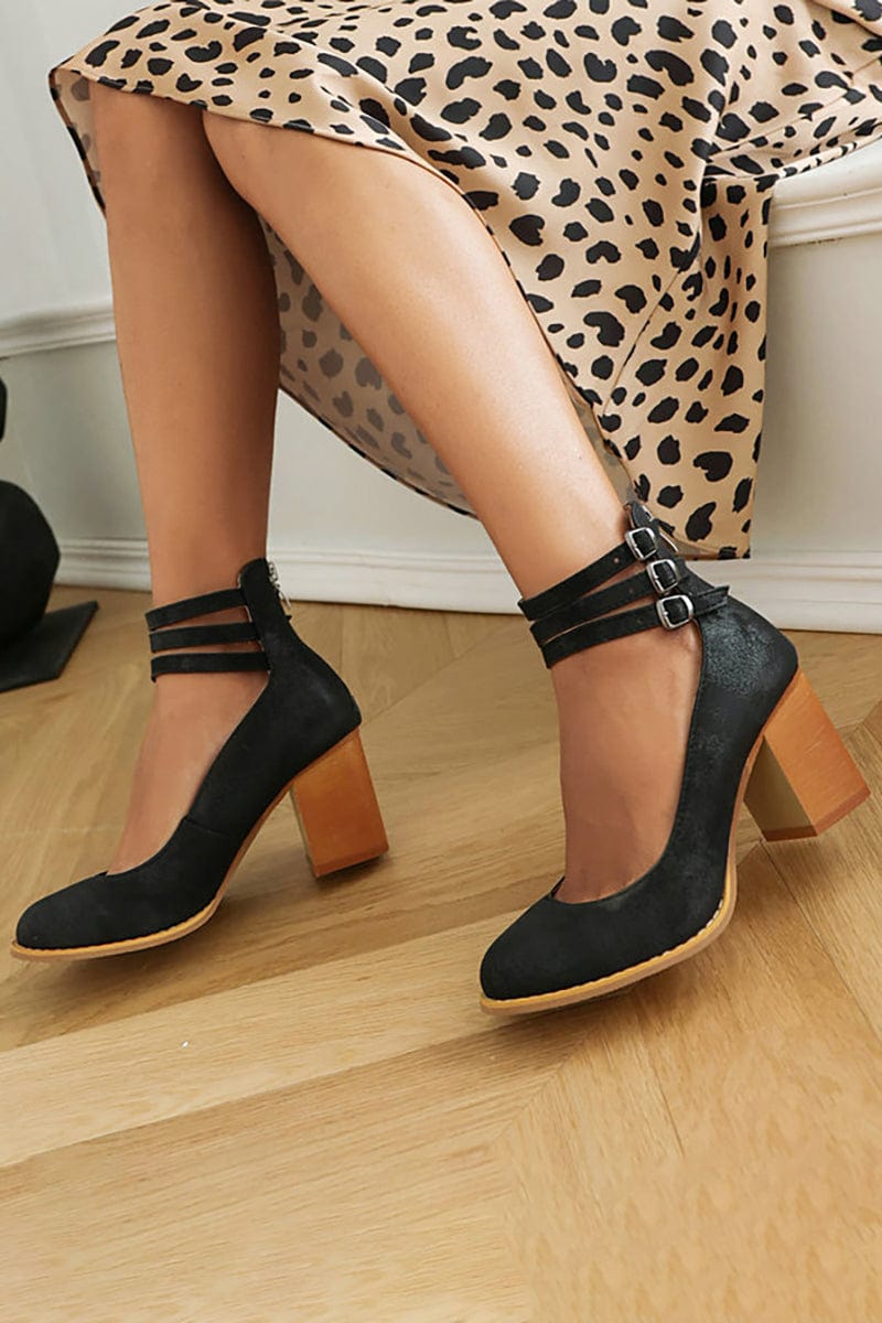 Ariana | Triple Buckle Heels